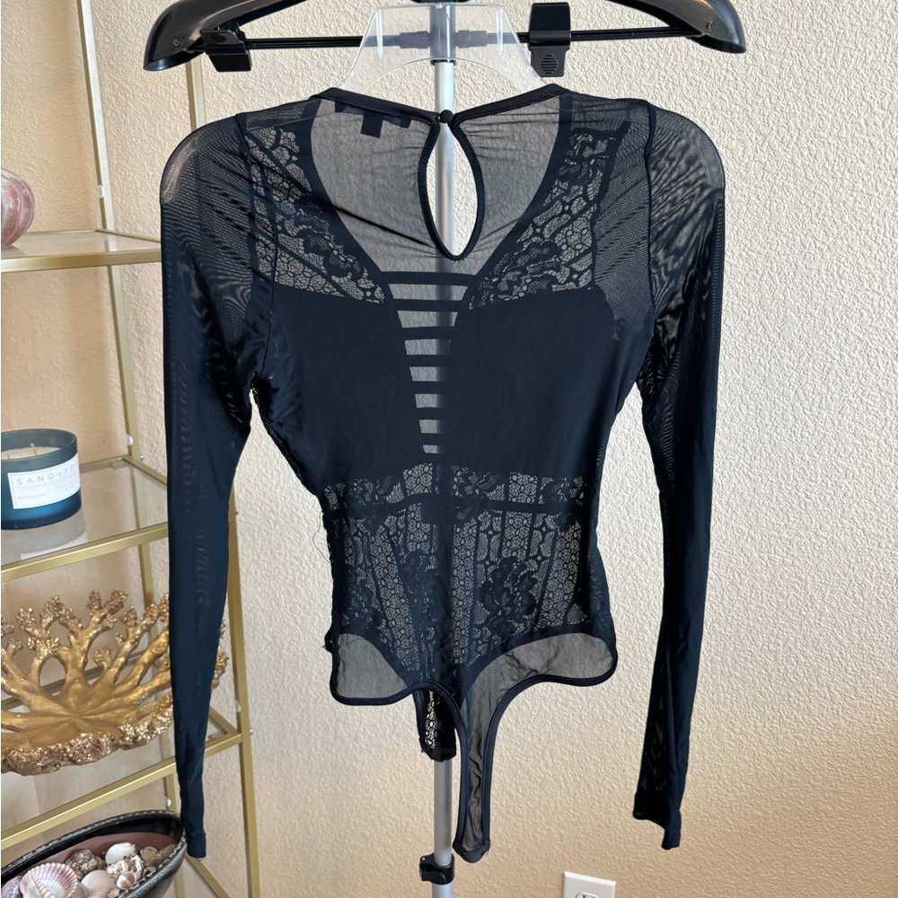 Haute Monde Sheer Lace Thong Bodysuit